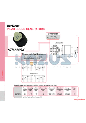 HPM24BX datasheet - PIEZO SOUND GENERATORS