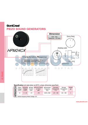 HPM24CX datasheet - PIEZO SOUND GENERATORS