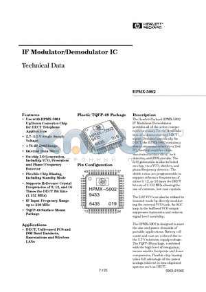 HPMX-5002-STR datasheet - IF Modulator/Demodulator IC