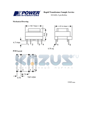 EE16H datasheet - Rapid Transformer Sample Service