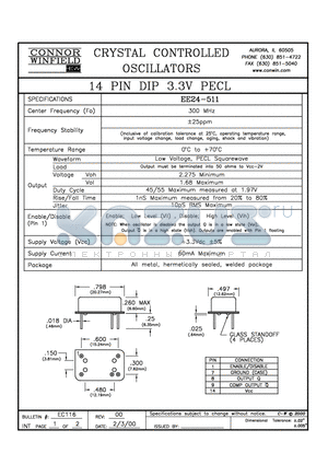 EE24-511 datasheet - 14 PIN DIP 3.3V PECL