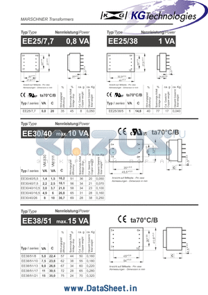 EE38/51/10 datasheet - MARSCHNER Transformers
