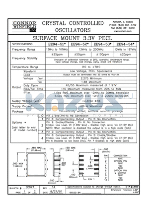 EE94-521 datasheet - SURFACE MOUNT 3.3V PECL