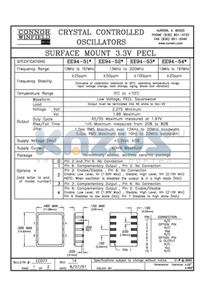 EE94-531 datasheet - SURFACE MOUNT 3.3V PECL