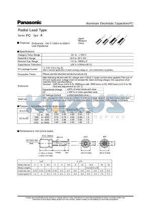 EEAFC0J121B datasheet - Aluminum Electrolytic Capacitors/FC