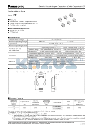 EECEP0F333A datasheet - Electric Double Layer Capacitors (Gold Capacitor)/ EP