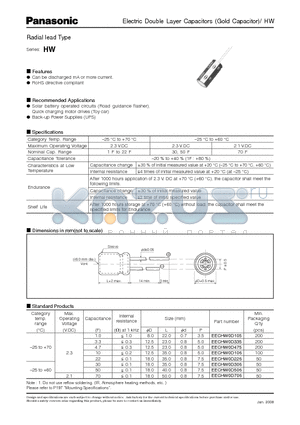 EECHW0D335 datasheet - Electric Double Layer Capacitors (Gold Capacitor)/ HW