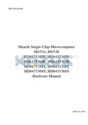 HD6435348S datasheet - Single-Chip Microcomputer