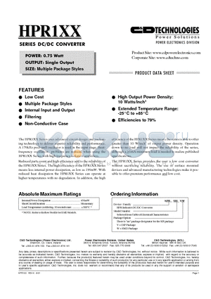 HPR100 datasheet - SERIES DC/DC CONVERTER