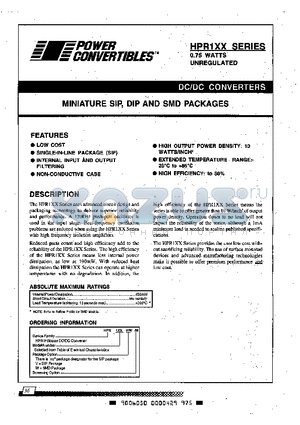 HPR100 datasheet - MINIATURE SIP, DIP AND SMD PACKAGES