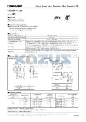 EECS0HD223_08 datasheet - Electric Double Layer Capacitors (Gold Capacitor)/ SD