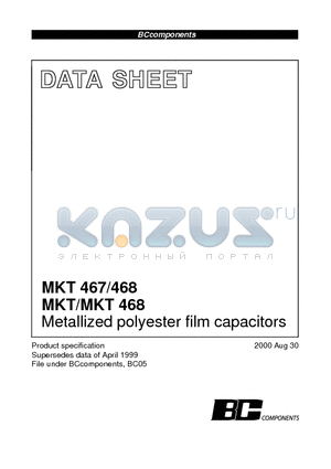 MKT468 datasheet - Metallized polyester film capacitors