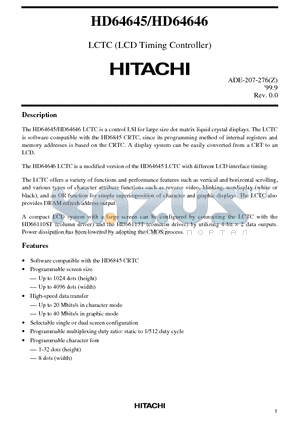 HD64645 datasheet - LCTC (LCD Timing Controller)