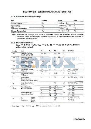 HD647180X-4 datasheet - ELECTRICAL CHARACTERISTICS