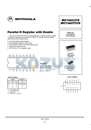 MC74AC378D datasheet - PARALLEL D REGISTER WITH ENABLE