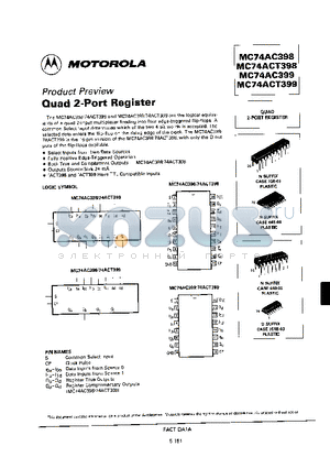 MC74AC399 datasheet - Quad 2-Port Register