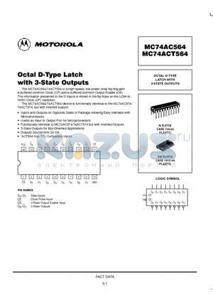 MC74AC564 datasheet - OCTAL D-TYPE LATCH WITH 3-STATE OUTPUTS