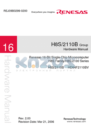HD64F2110BV datasheet - Renesas 16-Bit Single-Chip Microcomputer Renesas H8S Family/H8S/2100 Series