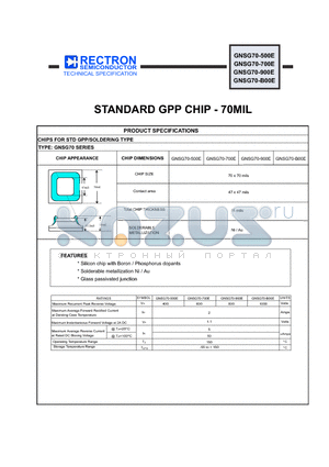 GNSG70-500E datasheet - STANDARD GPP CHIP - 70MIL