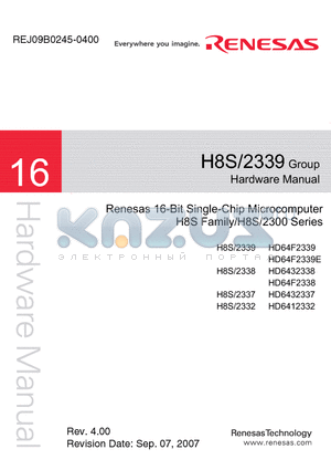 HD64F2339 datasheet - Renesas 16-Bit Single-Chip Microcomputer H8S Family/H8S/2300 Series