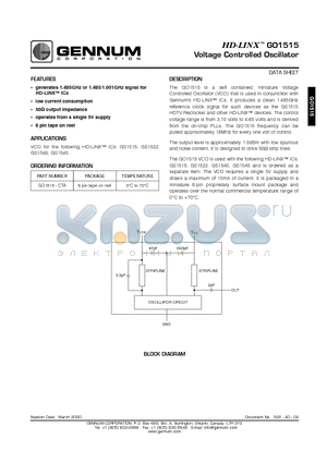 GO1515-CTA datasheet - Voltage Controlled Oscillator