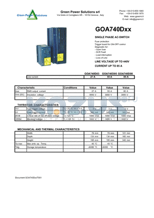 GOA740D08 datasheet - SINGLE PHASE AC-SWITCH