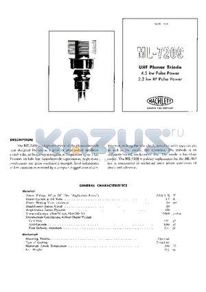 ML-7183 datasheet - UHF Planar Triode