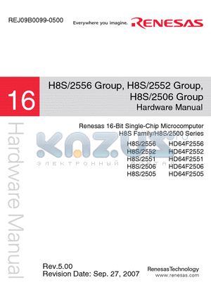 HD64F2505 datasheet - 16-Bit Single-Chip Microcomputer H8S Family/H8S/2500 Series