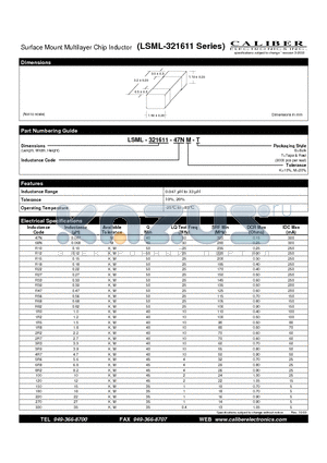 LSML-321611-100M-T datasheet - Surface Mount Multilayer Chip Inductor
