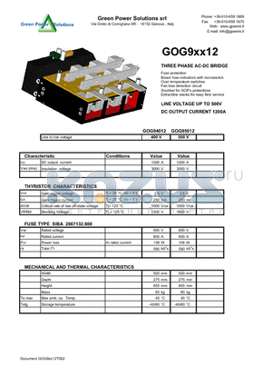 GOG95012 datasheet - THREE PHASE AC-DC BRIDGE