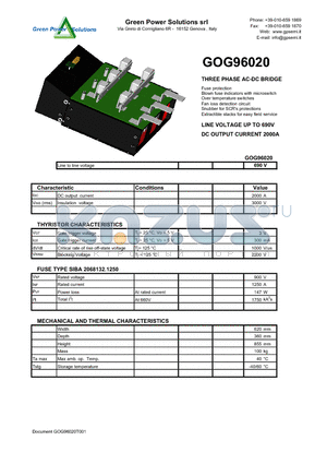 GOG96020 datasheet - THREE PHASE AC-DC BRIDGE