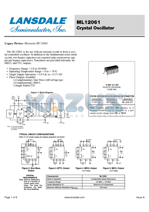 ML12061 datasheet - Crystal Oscillator