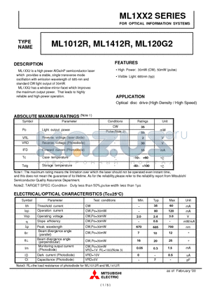 ML120G2 datasheet - FOR OPTICAL INFORMATION SYSTEMS