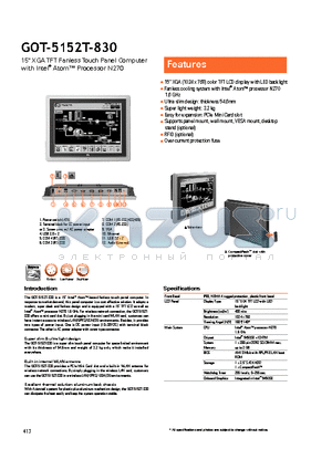 GOT-5152T-830 datasheet - Ultra slim design: thickness 54.6mm
