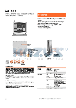 GOT815 datasheet - Sunlight readable design