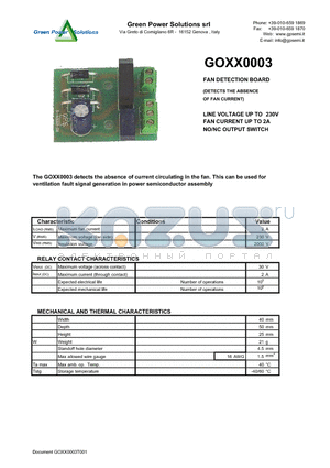 GOXX0003 datasheet - FAN DETECTION BOARD