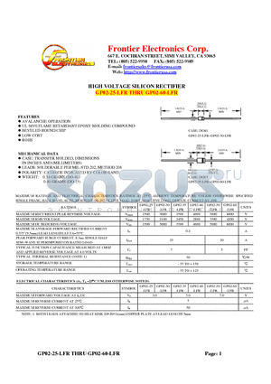 GP02-25-LFR datasheet - HIGH VOLTAGE SILICON RECTIFIER