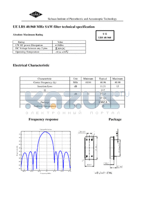 LBS40960 datasheet - SAW filter technical specification