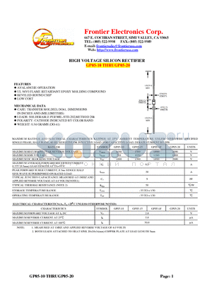 GP05-15 datasheet - HIGH VOLTAGE SILICON RECTIFIER