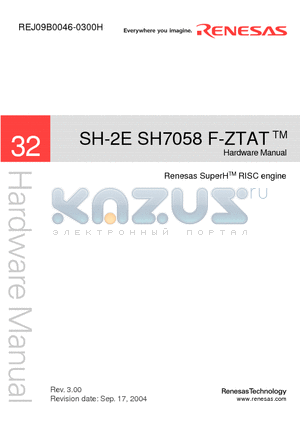 HD64F7058BF80K datasheet - Renesas SuperHTM RISC engine