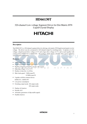 HD66130T datasheet - 320-channel Low-voltage Segment Driver for Dot-Matrix STN Liquid Crystal Display