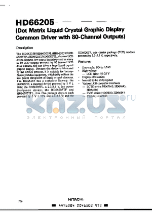 HD66205F datasheet - Dot Matrix Liquid Crystal Graphic Display Commmon Driver with 80-Channel Ouputs