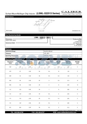 LSML-322513-101M-T datasheet - Surface Mount Multilayer Chip Inductor