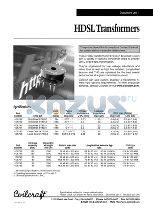 HD6792 datasheet - HDSL Transformers