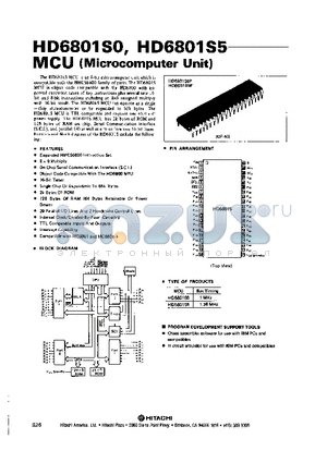 HD6801S0 datasheet - MCU ( MICROCOMPUTER UNIT )