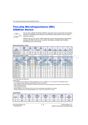 P1602ACMC datasheet - Two-chip MicroCapacitance (MC) SIDACtor Device