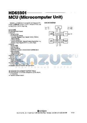 HD65901 datasheet - MCU(MICROCOMPUTER UNIT)