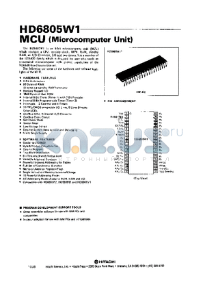 HD6805W1 datasheet - MCU MICROCOMPUTER UNIT