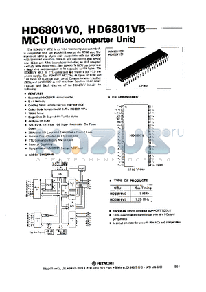 HD6801V0 datasheet - MCU (MICROCOMPUTER UNIT)