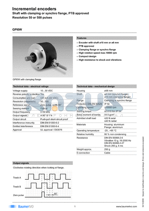 GP10W0101415 datasheet - Incremental encoders